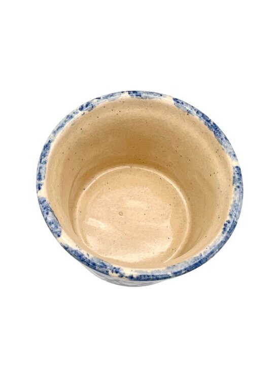 Hand-Painted Cat & Heart Crock Planter Pottery Spongeware Cottagecore 2.5"H - Picture 6 of 7